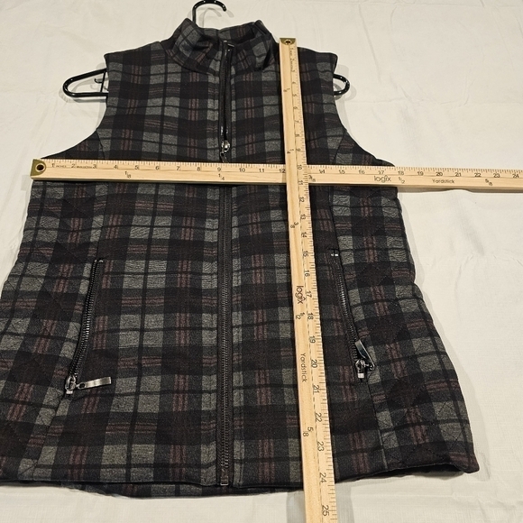 Lemon TART womens gray plaid zip vest jacket sz S NEW - Picture 4 of 10